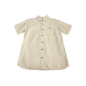 Duck Camp Short Sleeve Button Down Shirt Beige Men's Medium Outdoor Hunting EUC